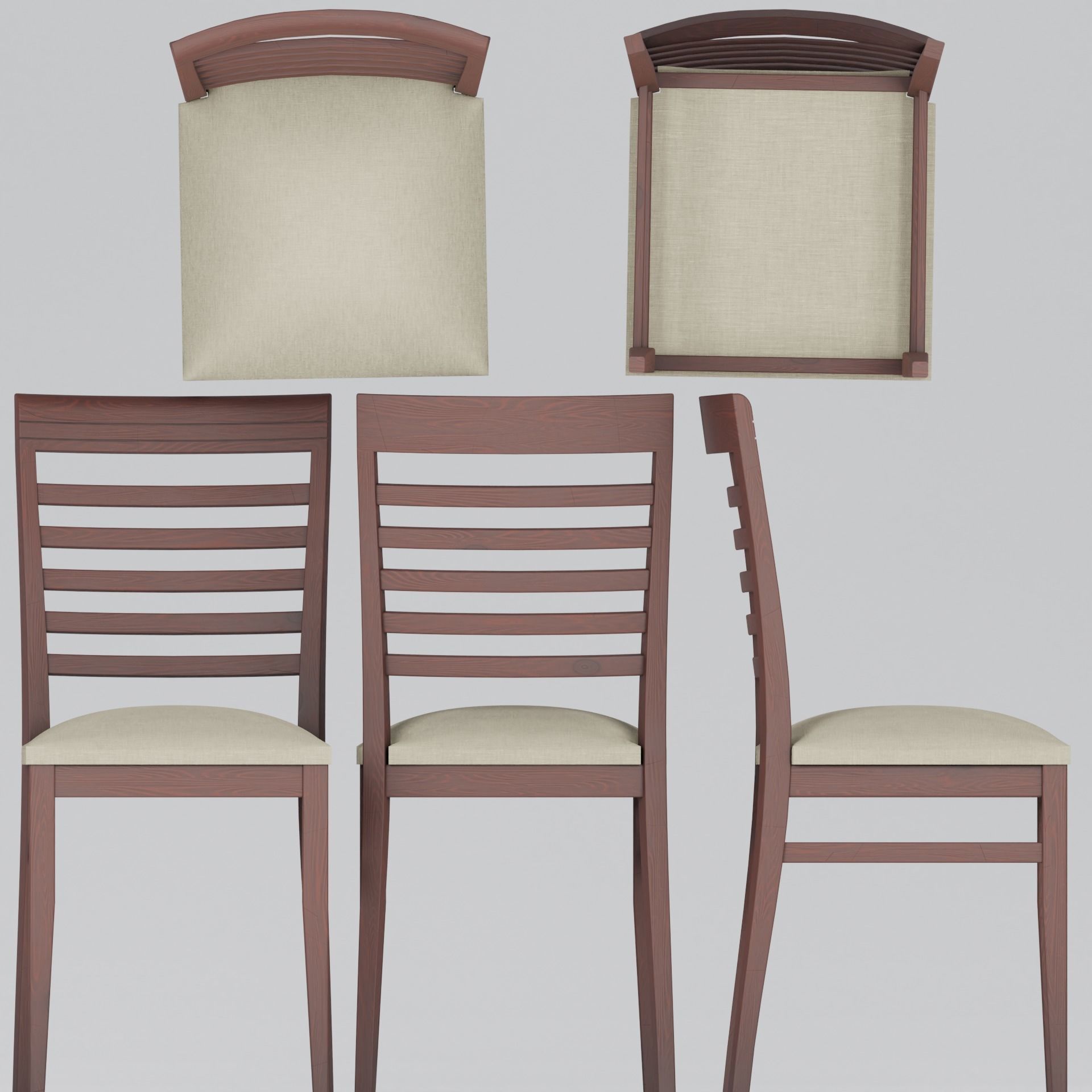 Wooden Dining Chair 3D model_8