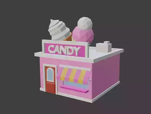 3D candy shop Low-Poly 3D model