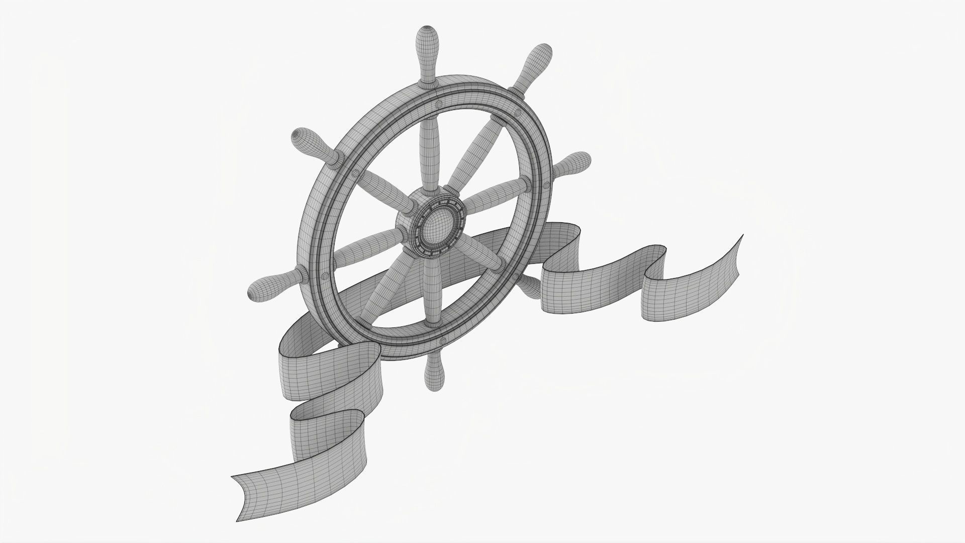 Banner with steering wheel 02 3D model_8