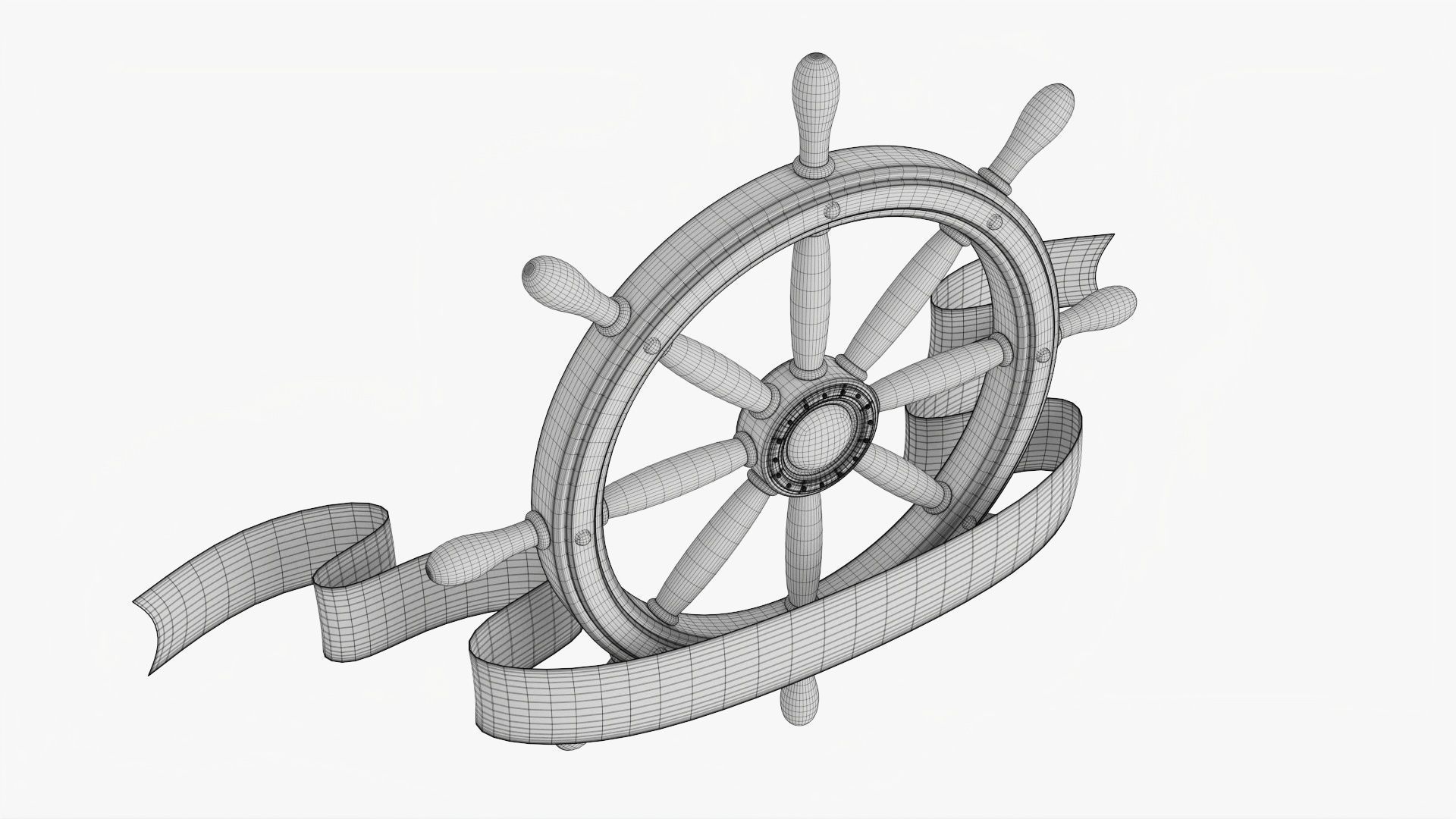 Banner with steering wheel 02 3D model_7