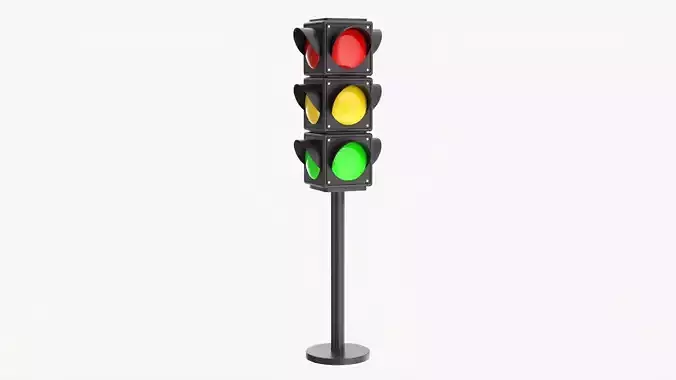 Traffic lights with column 3D model