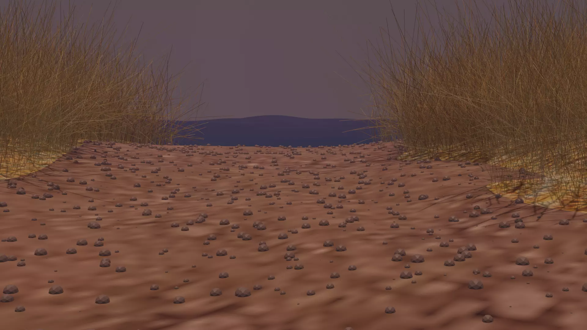 A land near water with tall grass 3D model