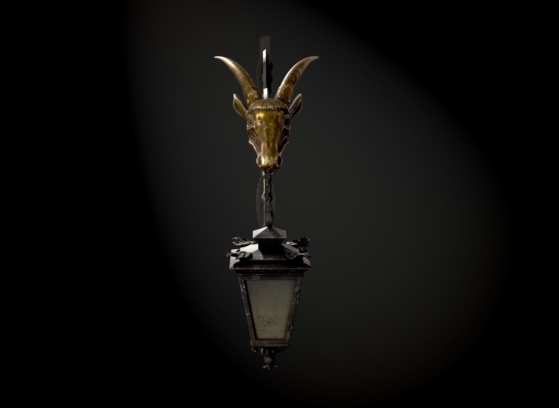 Old Street Lantern Goat Design Low-poly 3D model_16