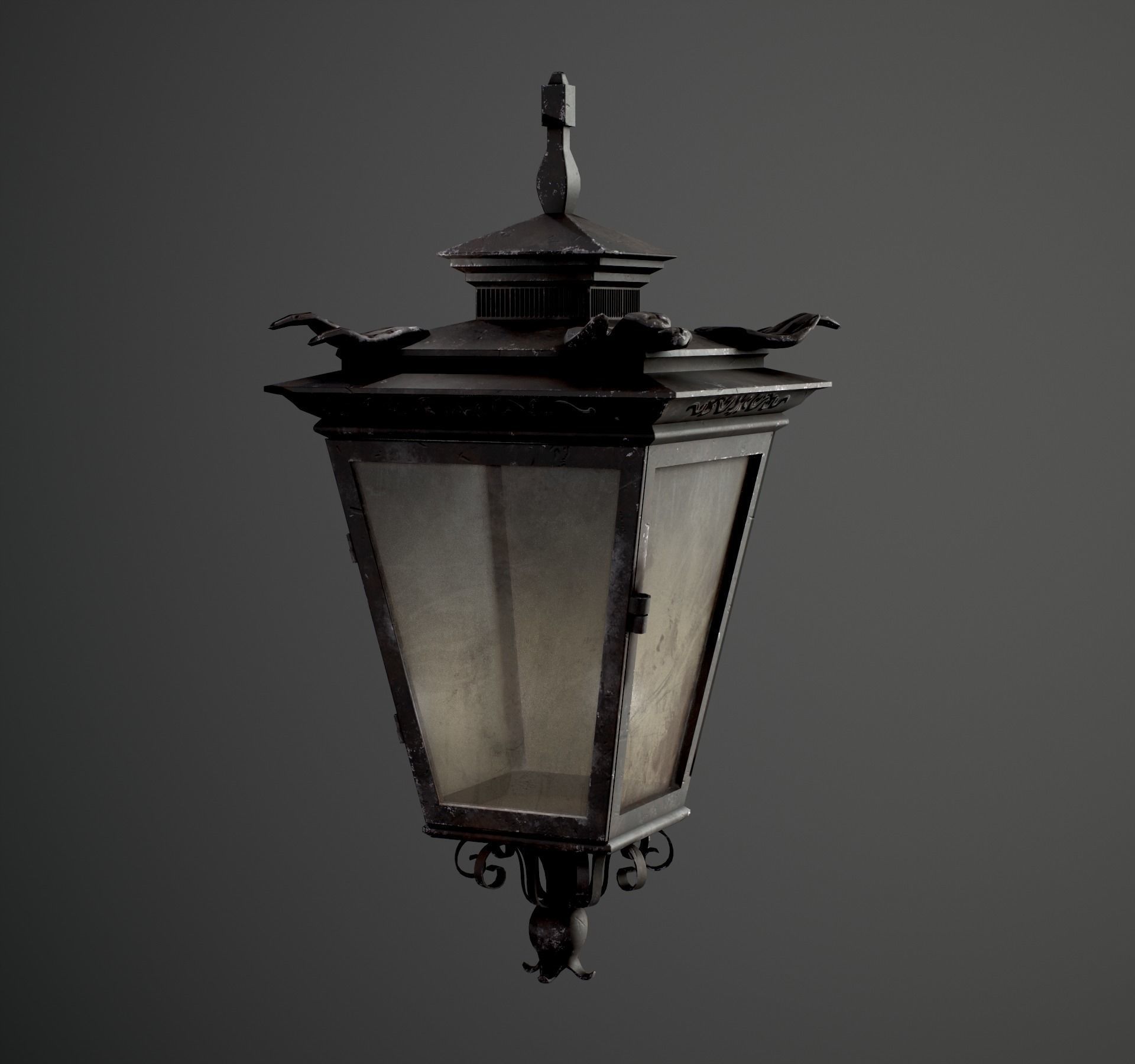 Old Street Lantern Goat Design Low-poly 3D model_34