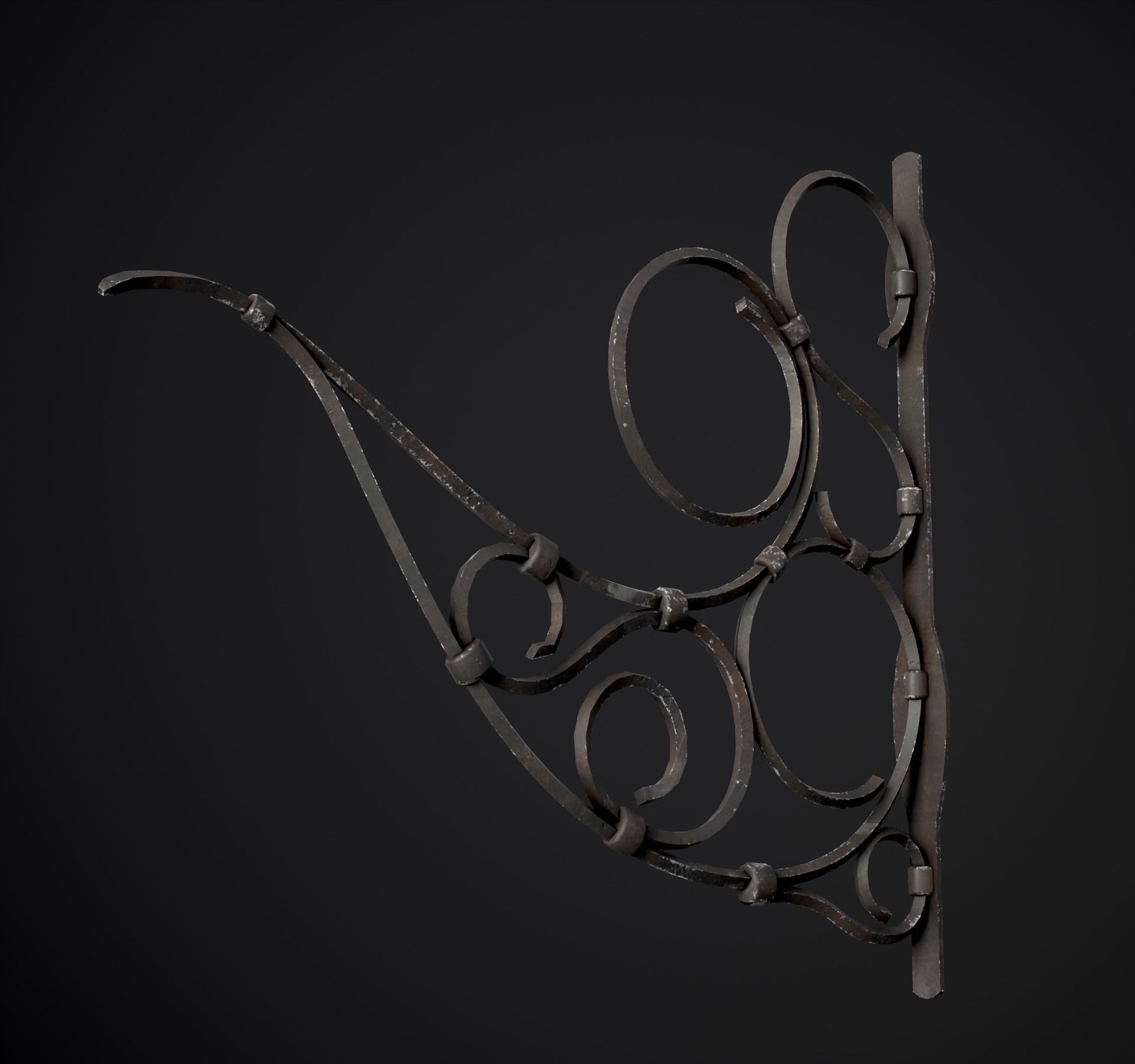 Old Street Lantern Goat Design Low-poly 3D model_29