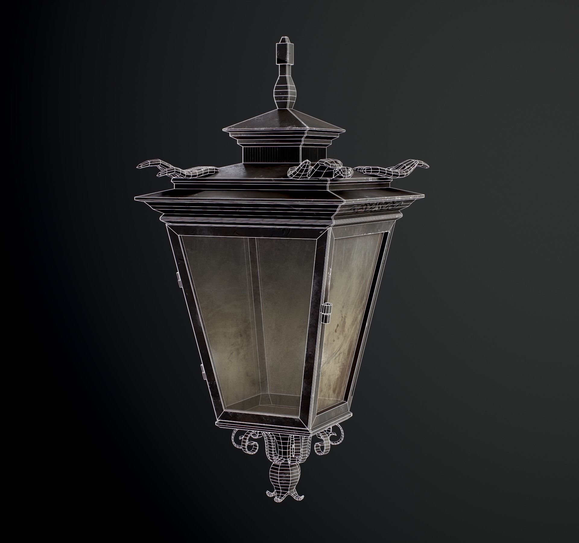 Old Street Lantern Goat Design Low-poly 3D model_35
