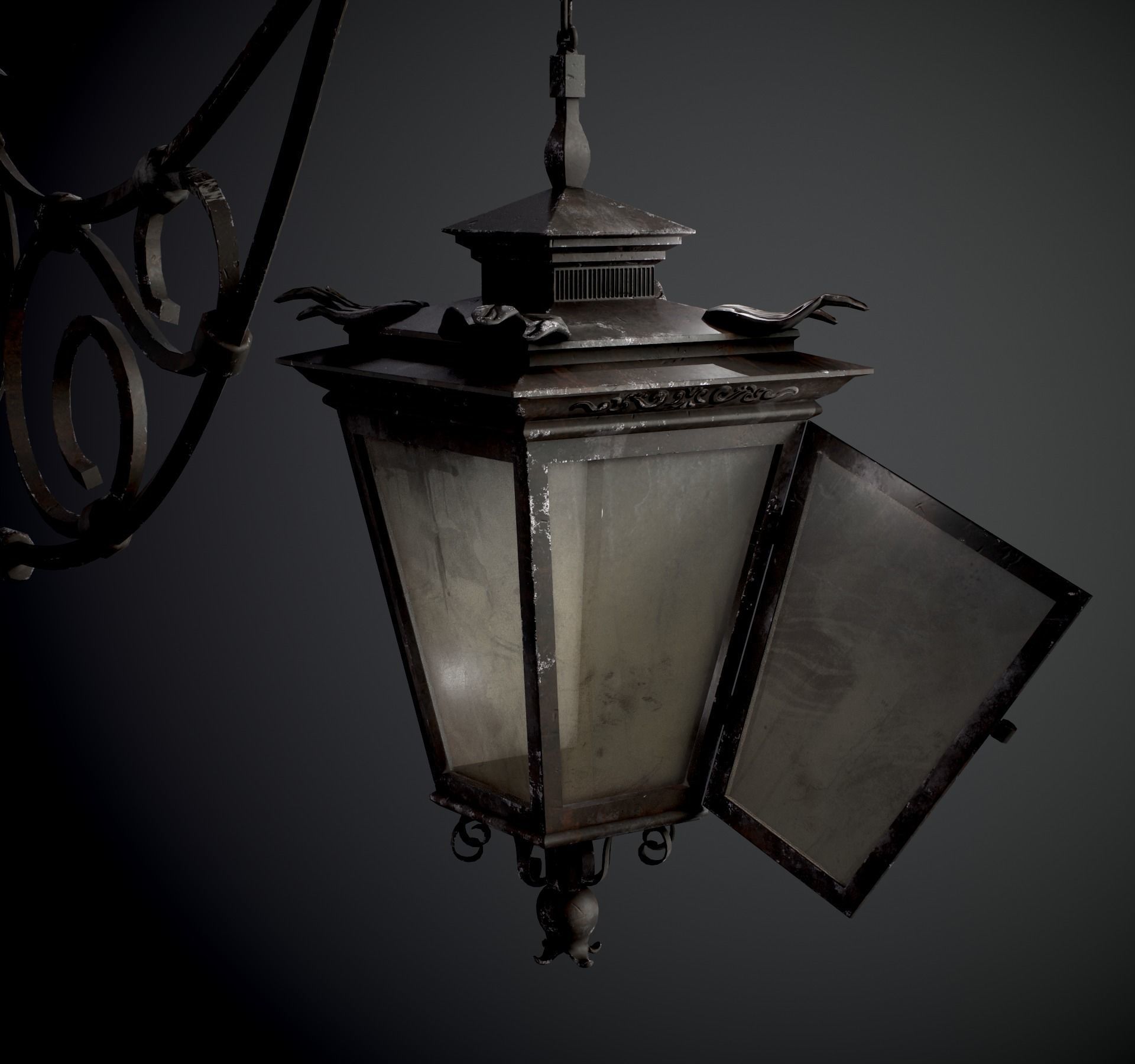 Old Street Lantern Goat Design Low-poly 3D model_6