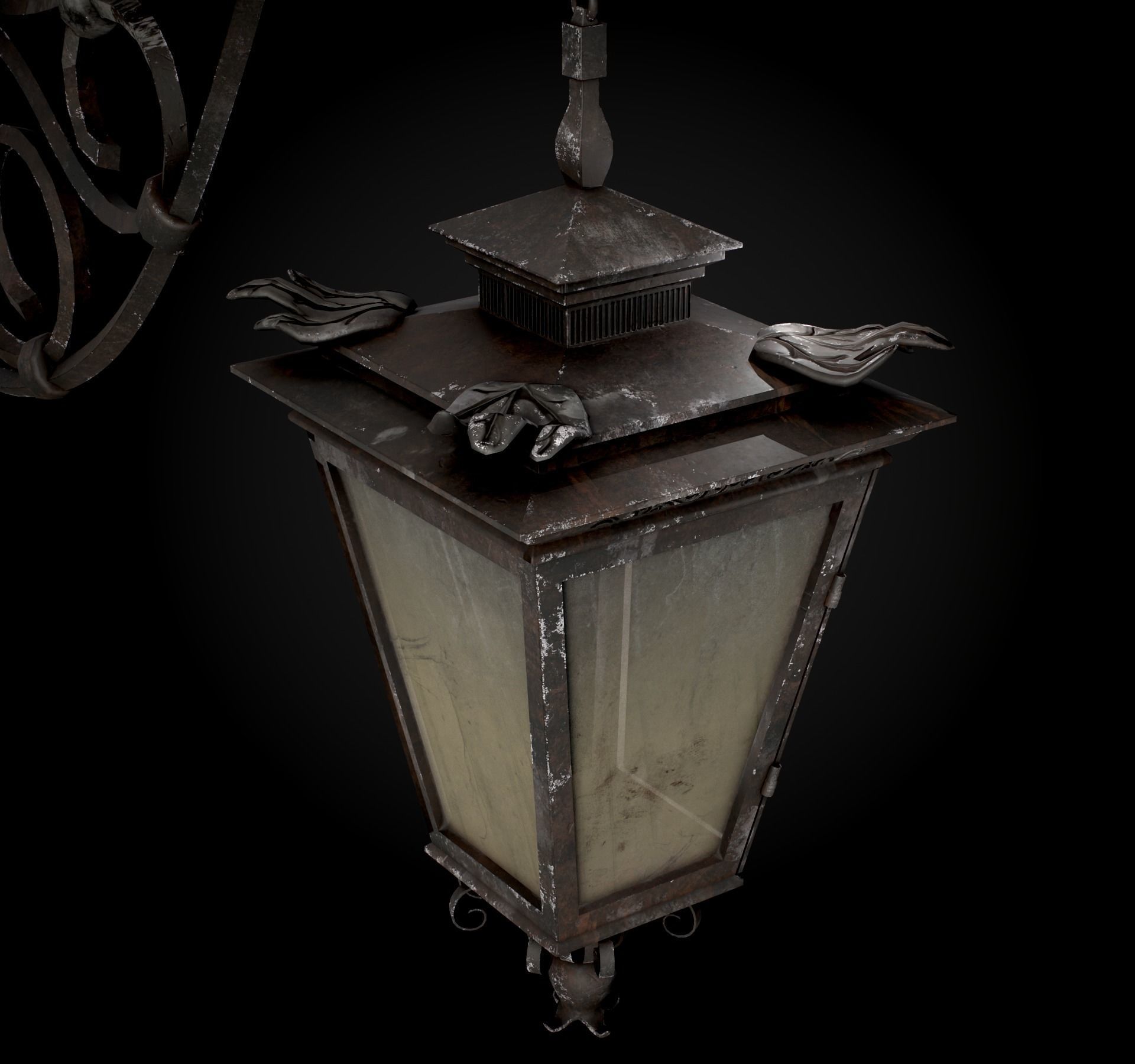 Old Street Lantern Goat Design Low-poly 3D model_23