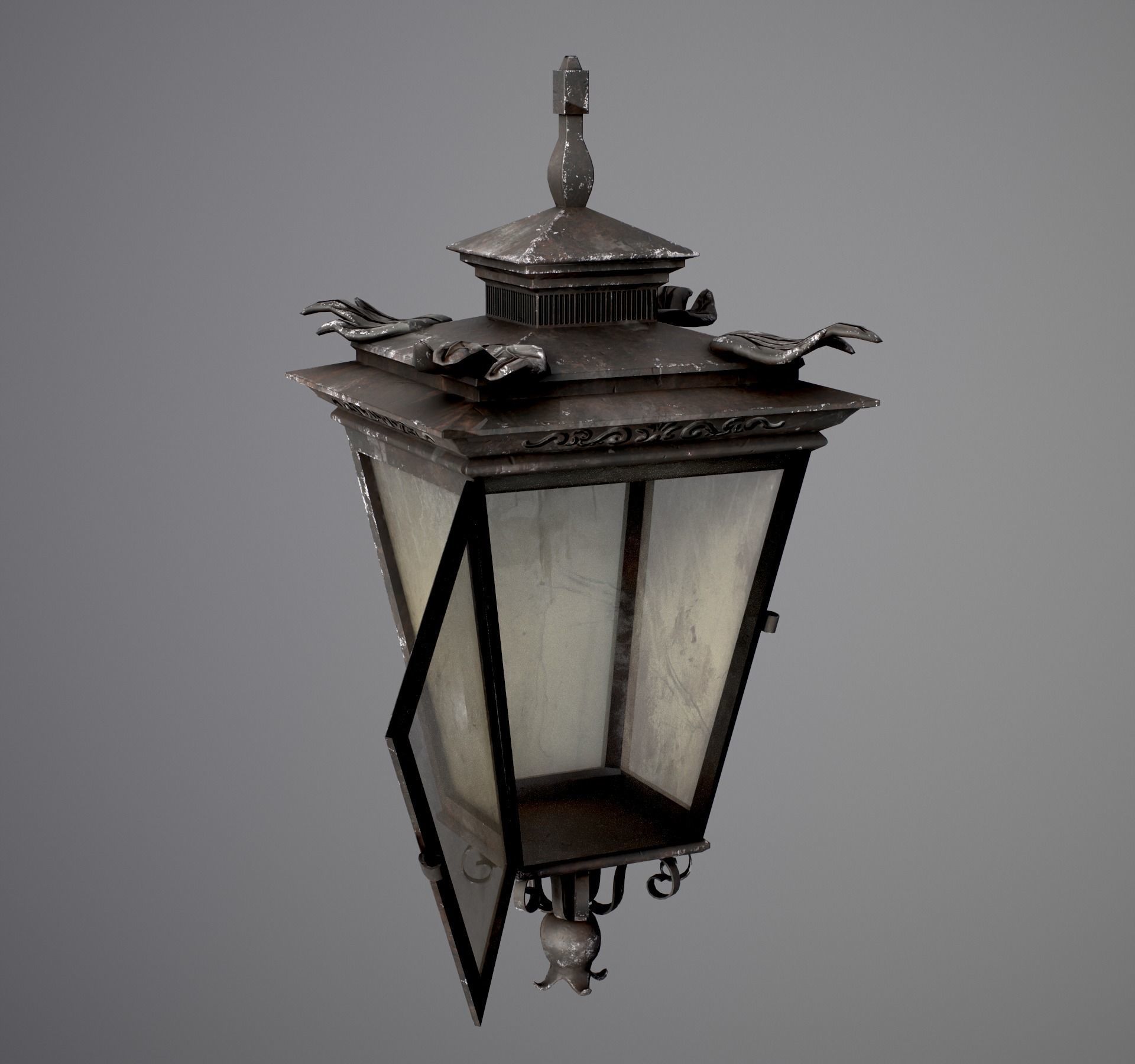 Old Street Lantern Goat Design Low-poly 3D model_2
