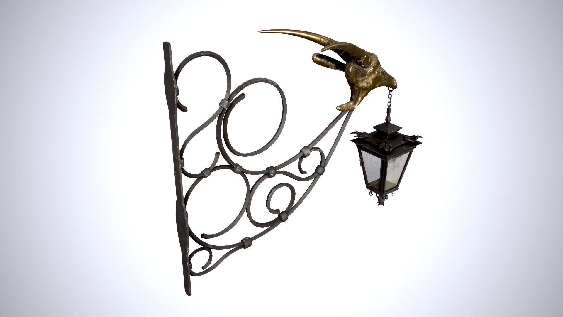 Old Street Lantern Goat Design Low-poly 3D model_43