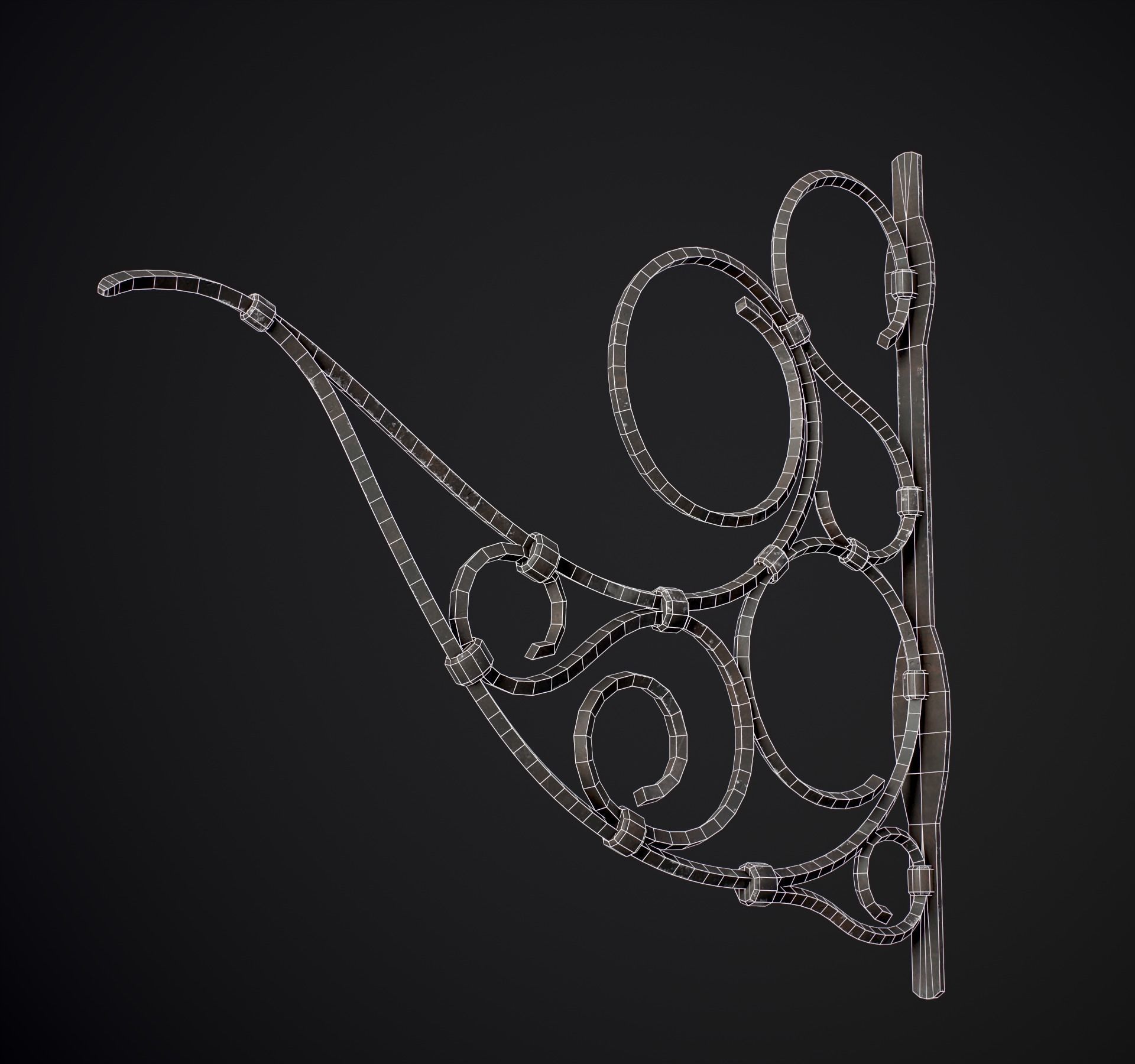 Old Street Lantern Goat Design Low-poly 3D model_30