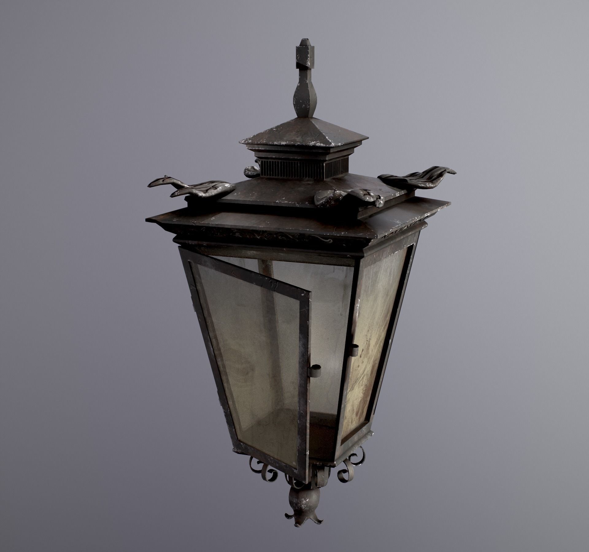 Old Street Lantern Goat Design Low-poly 3D model_37