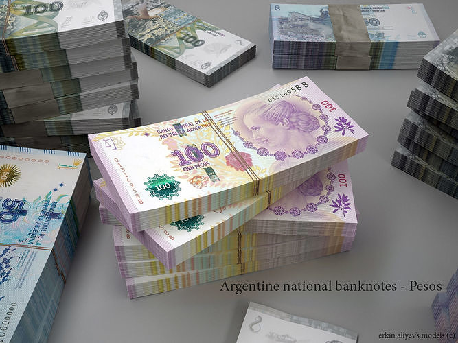Argentinian-Pesos argentine national banknote 3D model