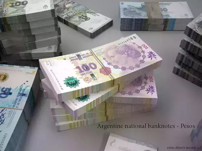 Argentinian-Pesos argentine national banknote 3D model