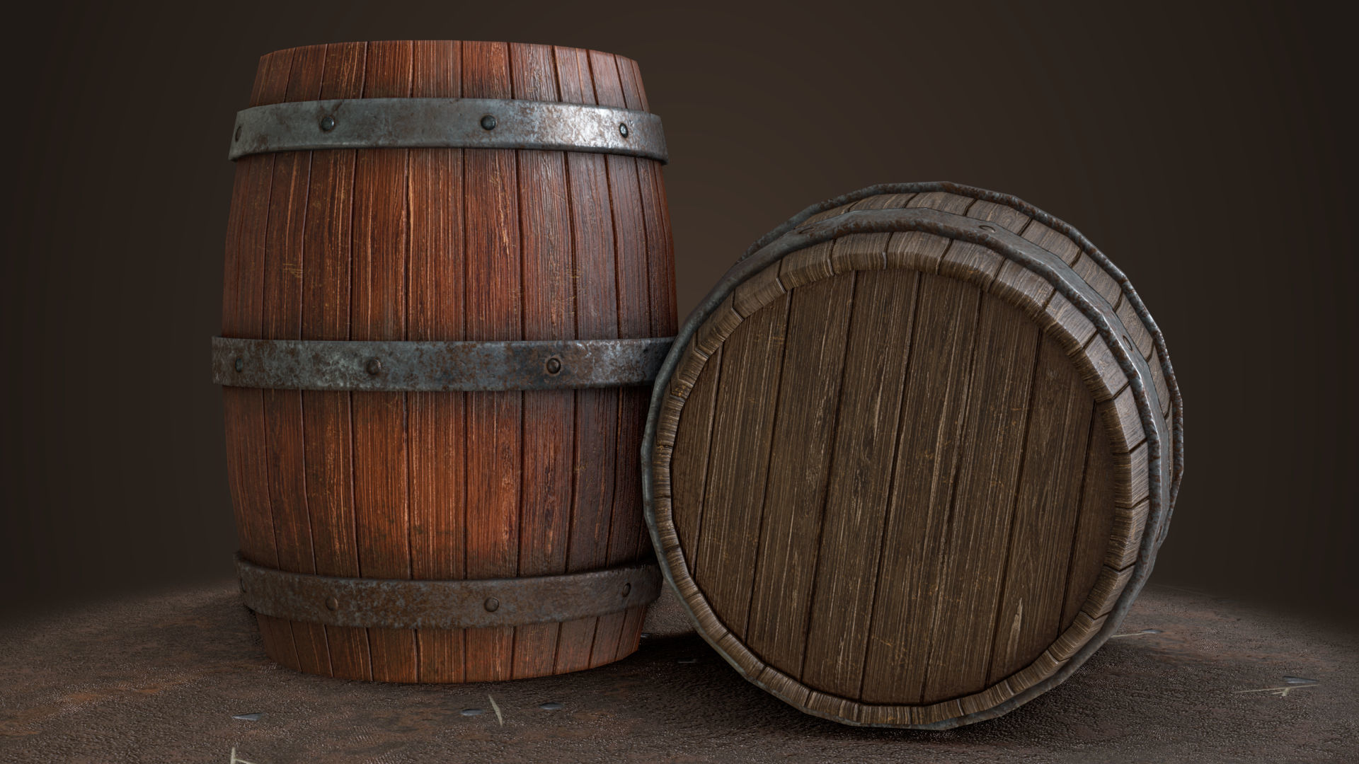 Old Barrel Free low-poly 3D model_6