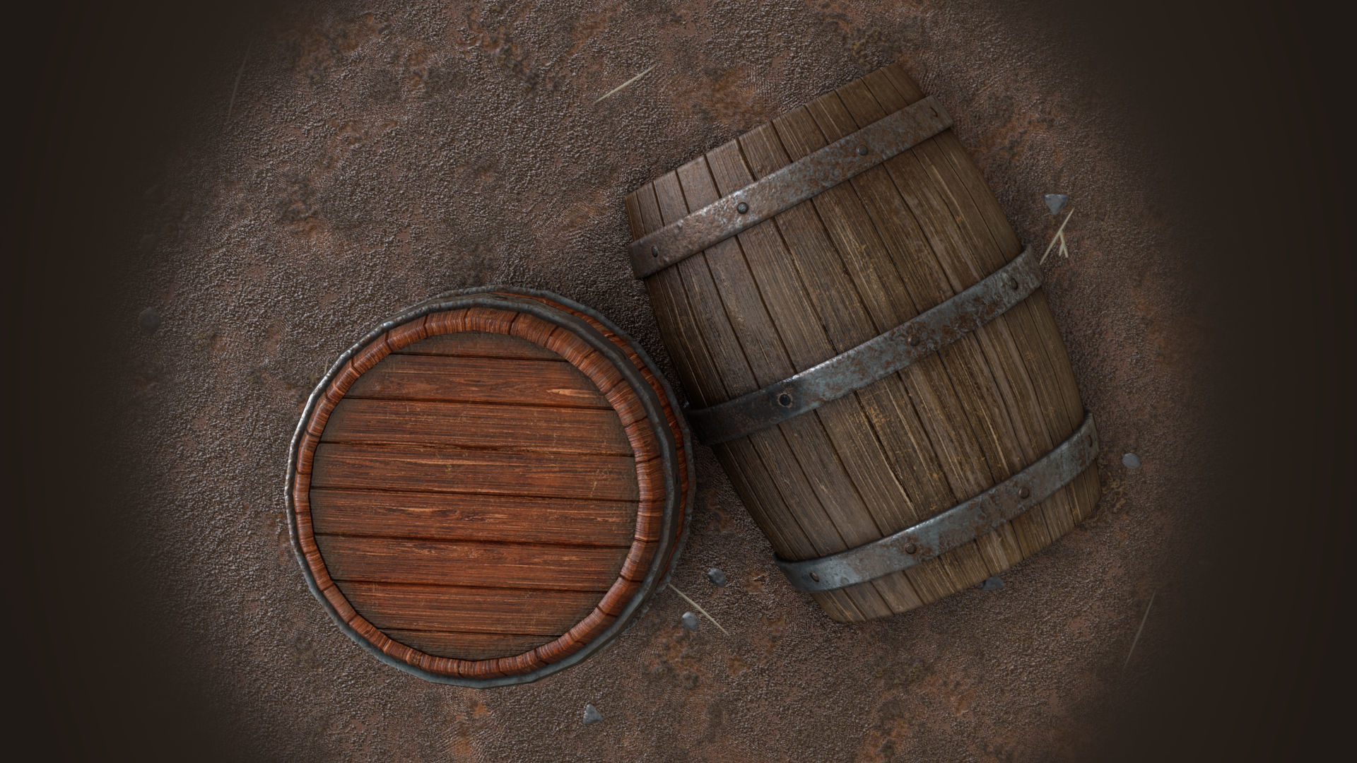 Old Barrel Free low-poly 3D model_2