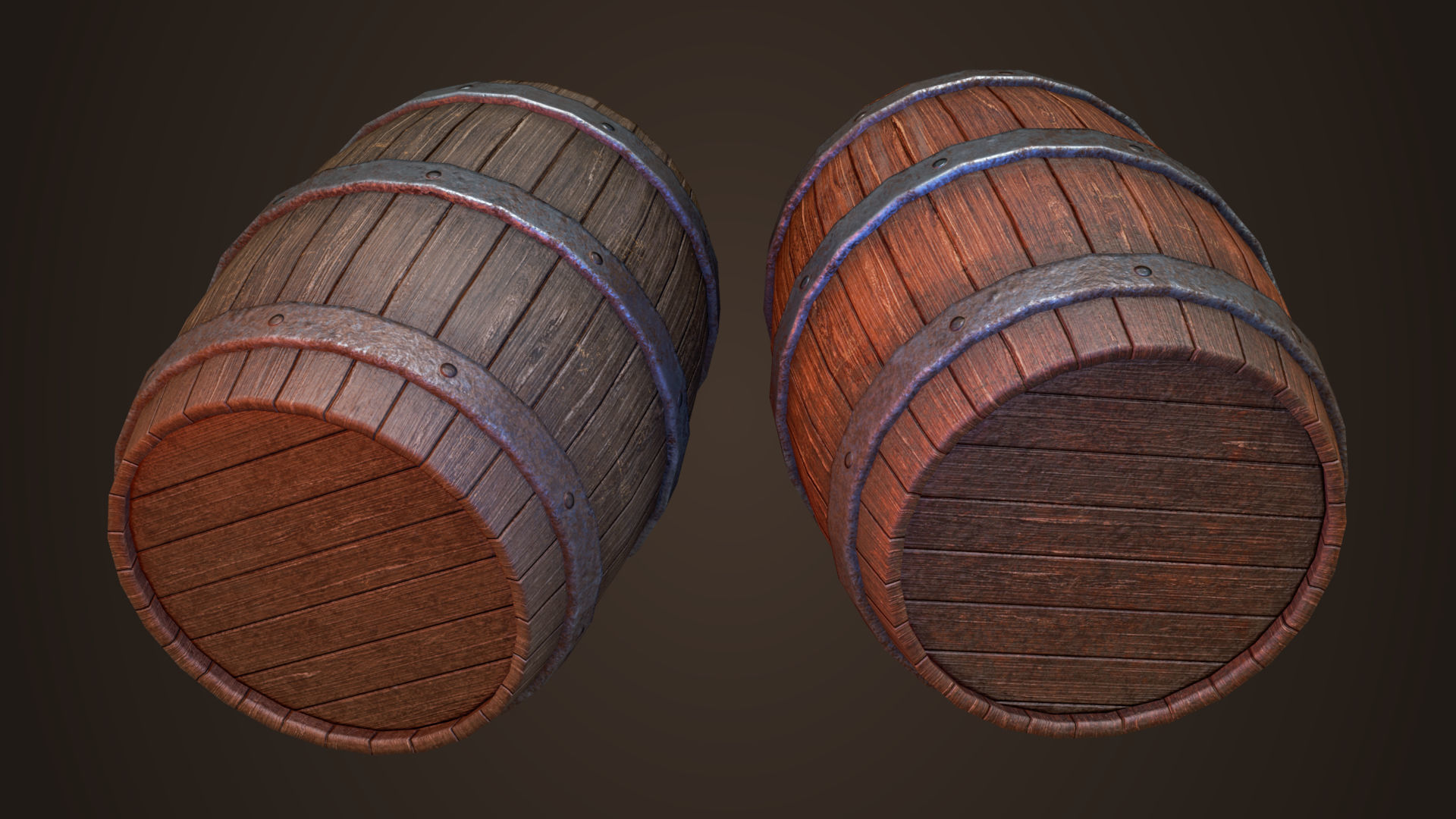 Old Barrel Free low-poly 3D model_7
