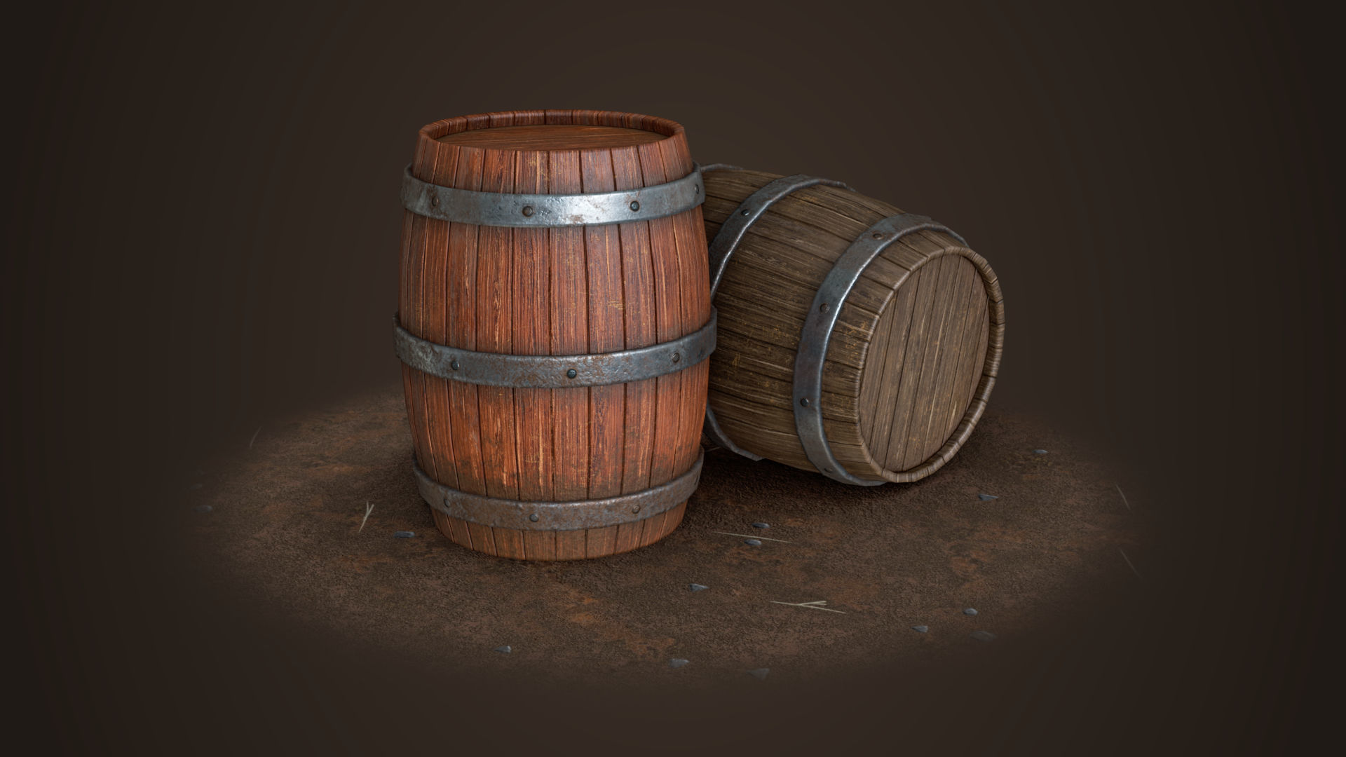 Old Barrel Free low-poly 3D model_1