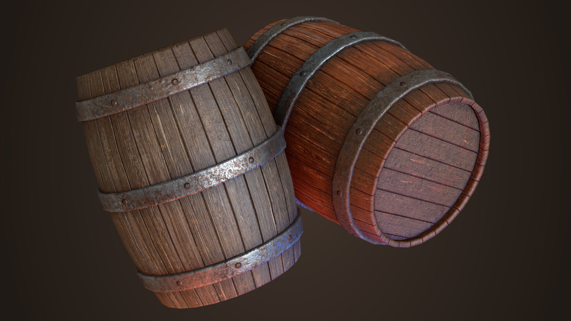Old Barrel Free low-poly 3D model_5