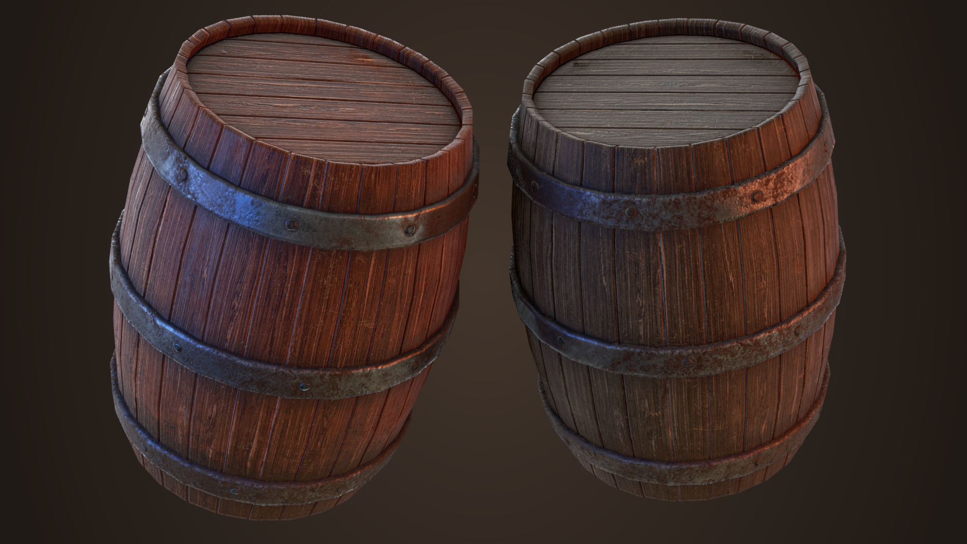 Old Barrel Free low-poly 3D model_4