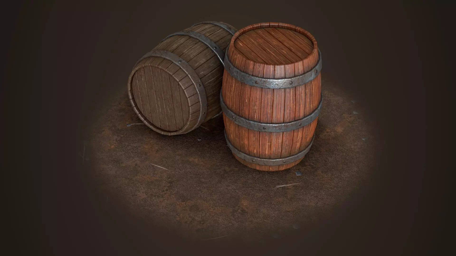 Old Barrel Free low-poly 3D model_0