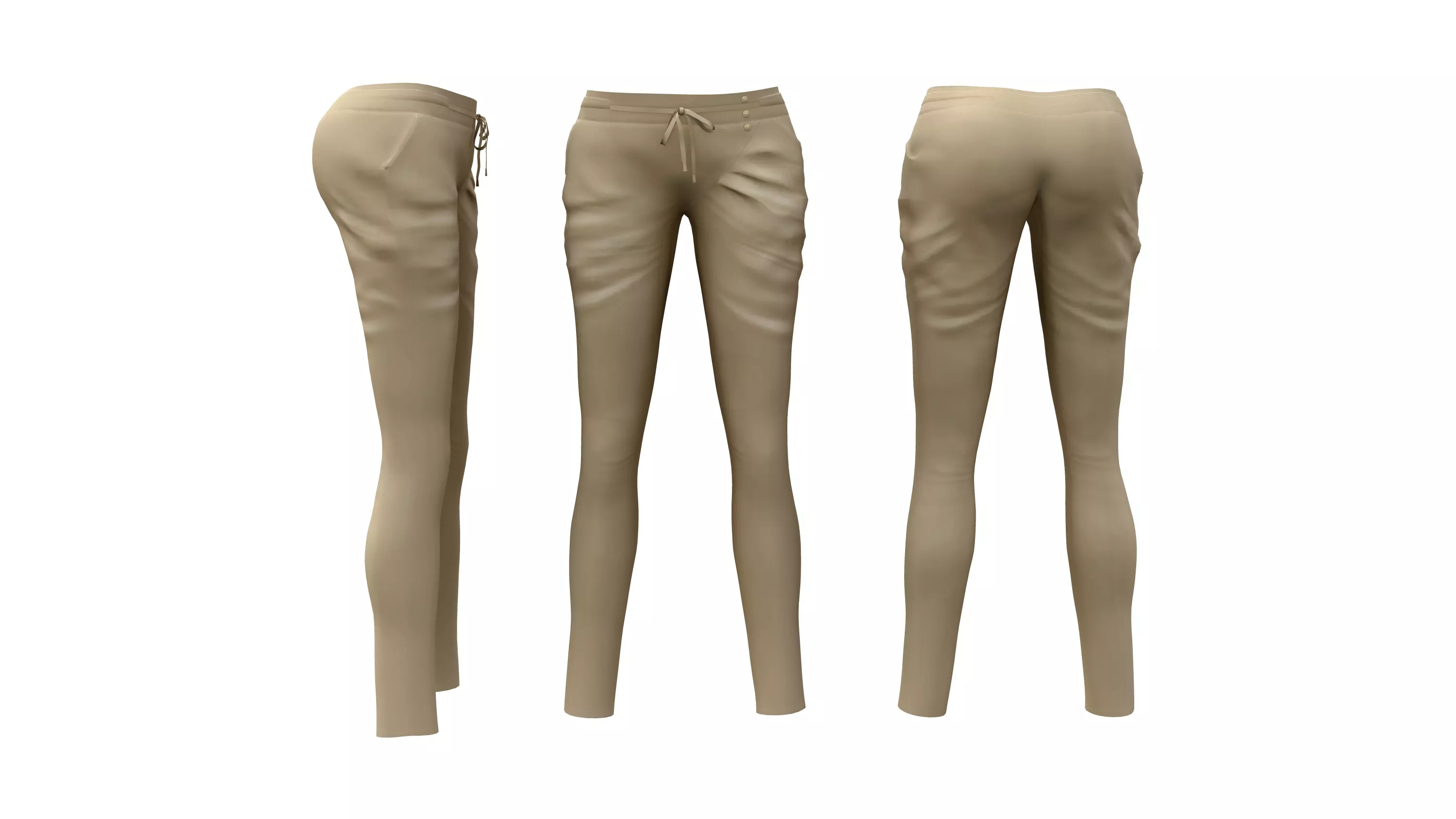 Harem Pants Front Tied Low-poly 3D model_0