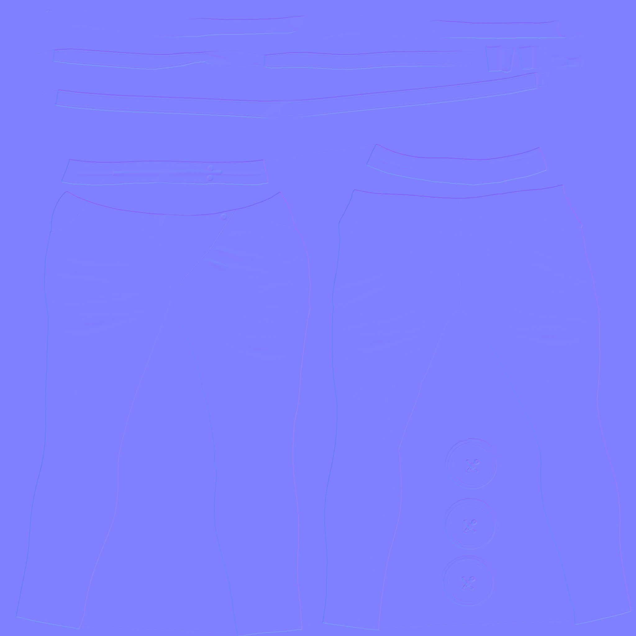 Harem Pants Front Tied Low-poly 3D model_8