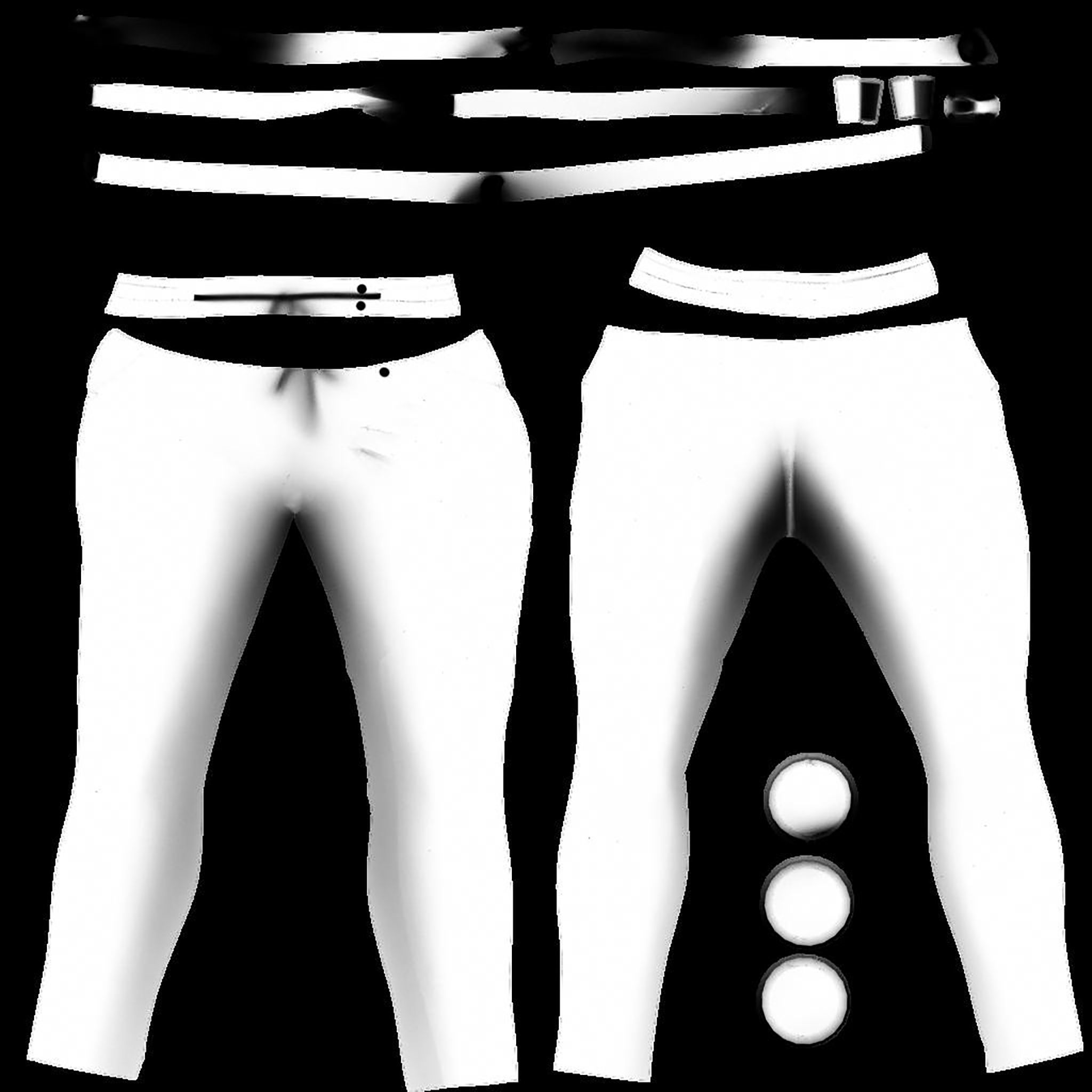 Harem Pants Front Tied Low-poly 3D model_10