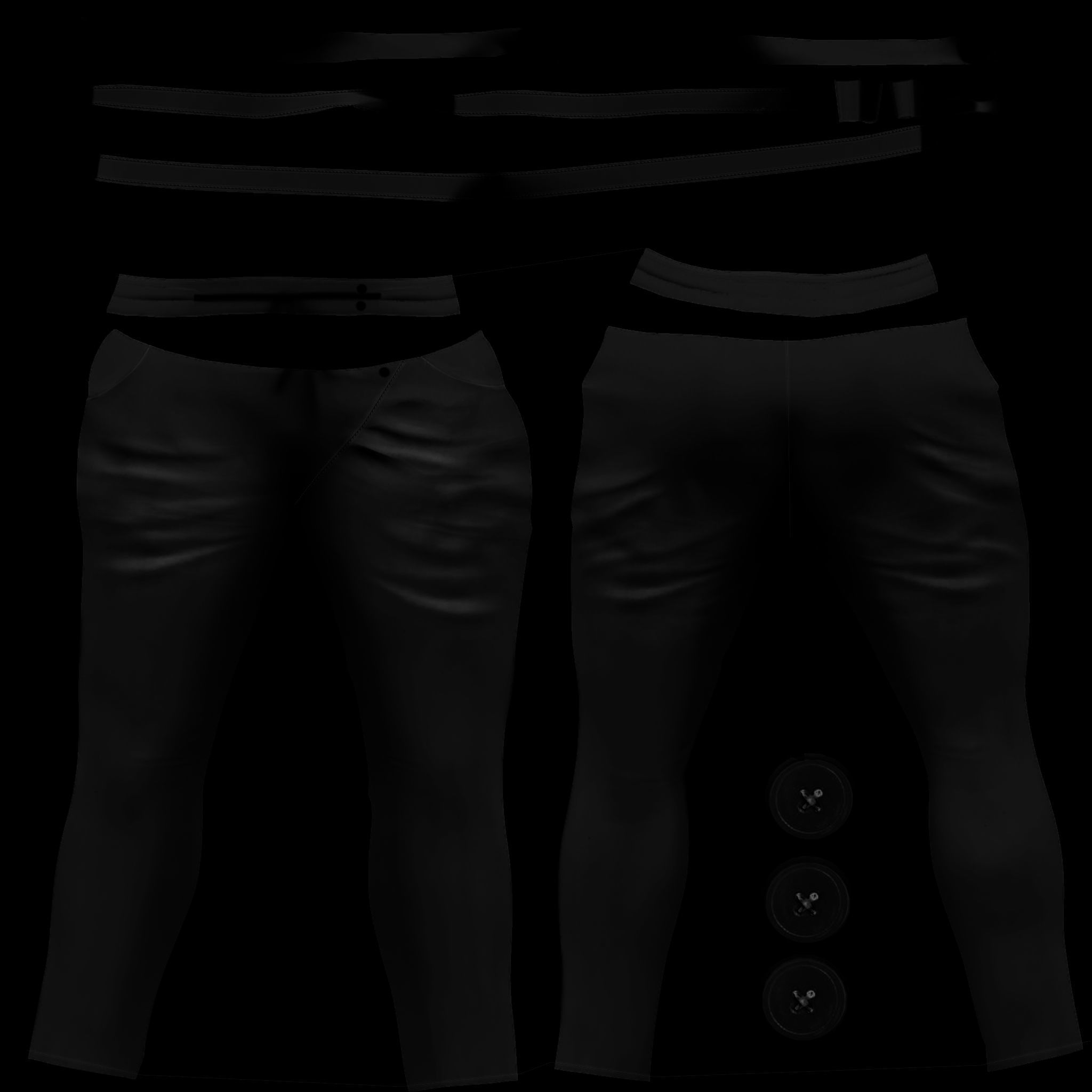 Harem Pants Front Tied Low-poly 3D model_7