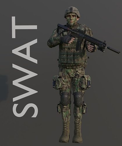 swat military commander Low-poly 3D model