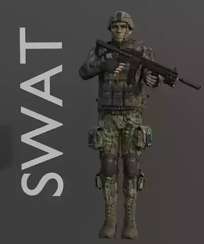 swat military commander Low-poly 3D model