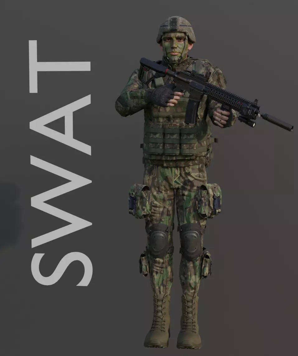 swat military commander Low-poly 3D model