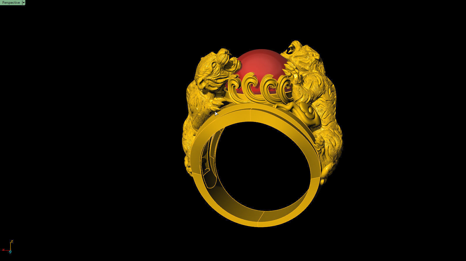 Ring of two tigers 3D print model_3