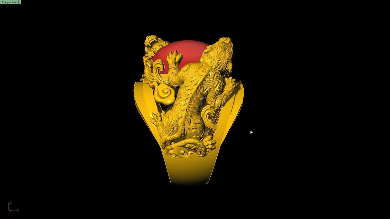 Ring of two tigers 3D print model_1