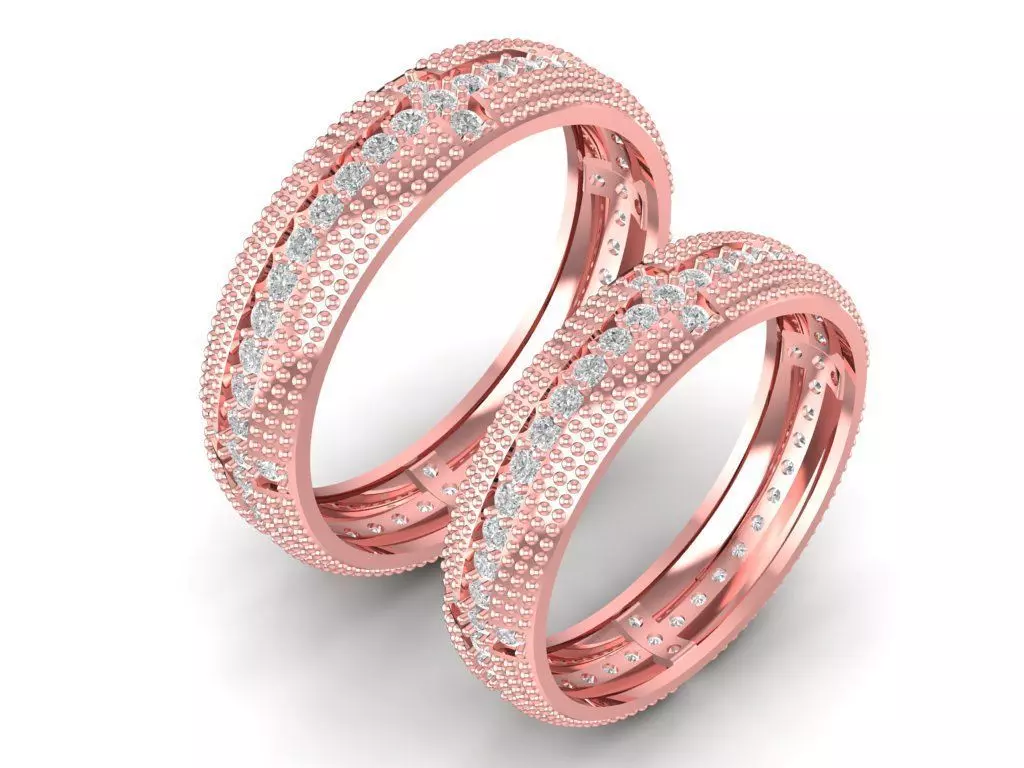 Luxury Multi Row Micro Pave Diamond Couple Rings 814 3D print model