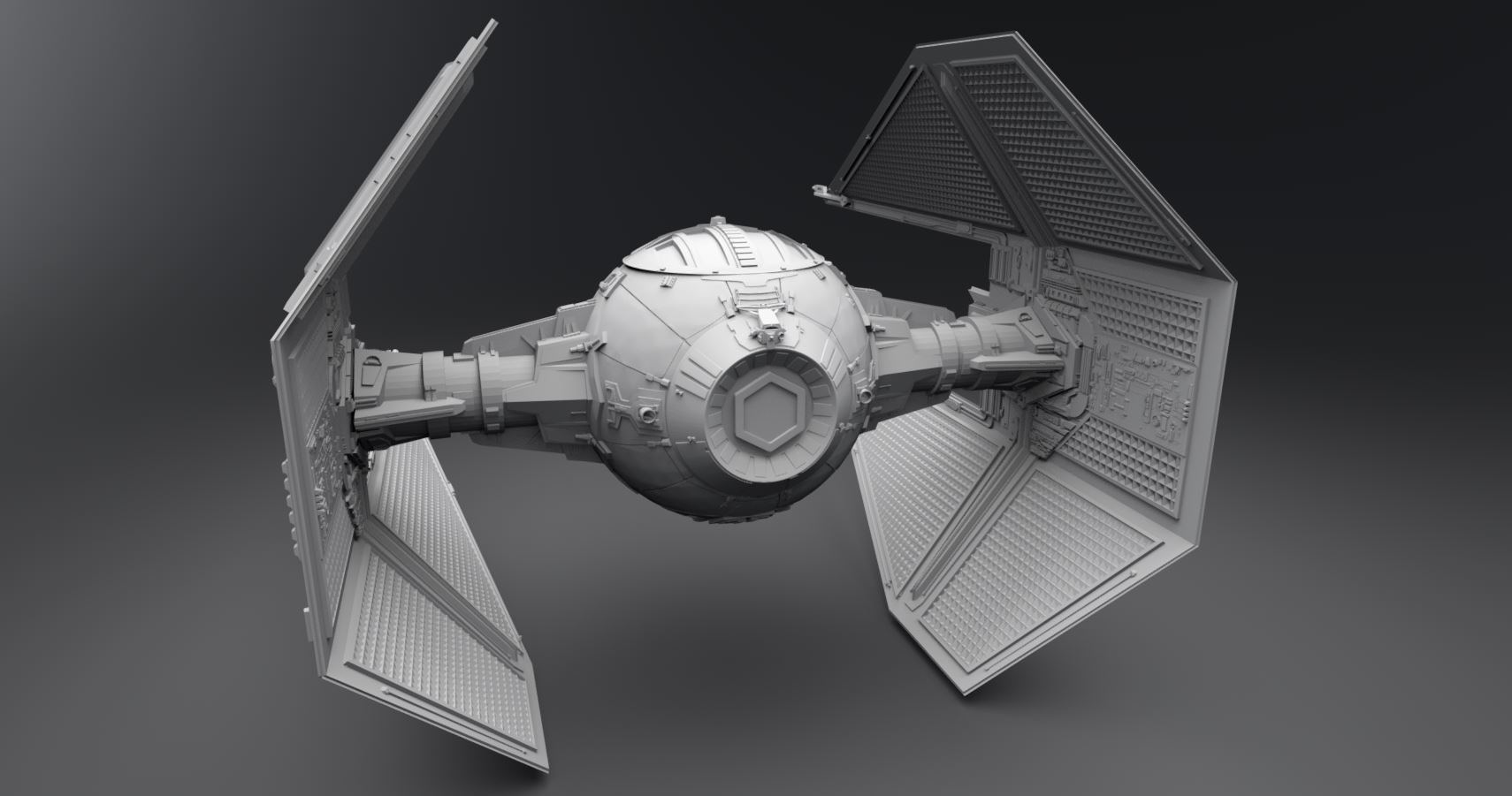Tie Interceptor scale model 3D print model_2