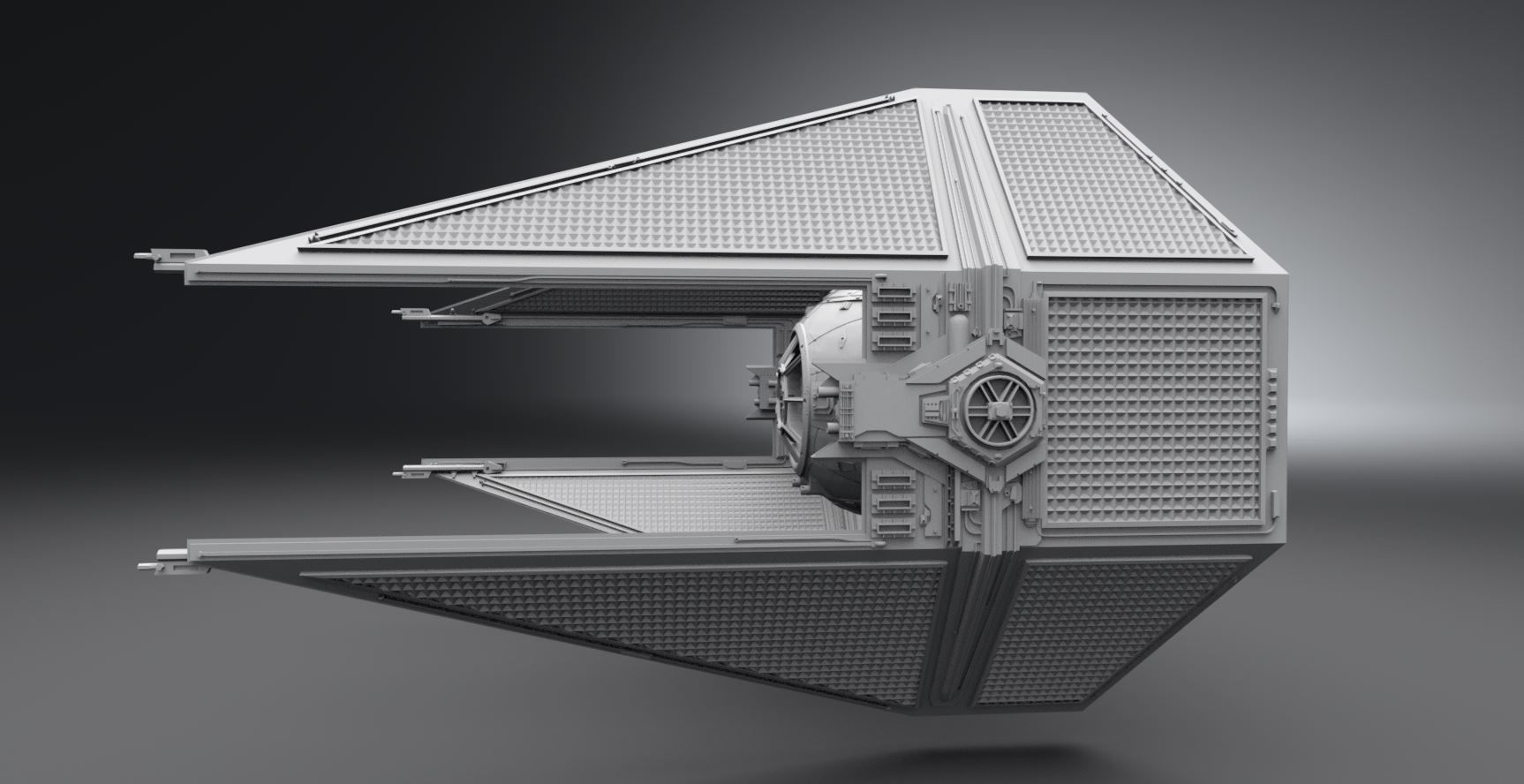 Tie Interceptor scale model 3D print model_1
