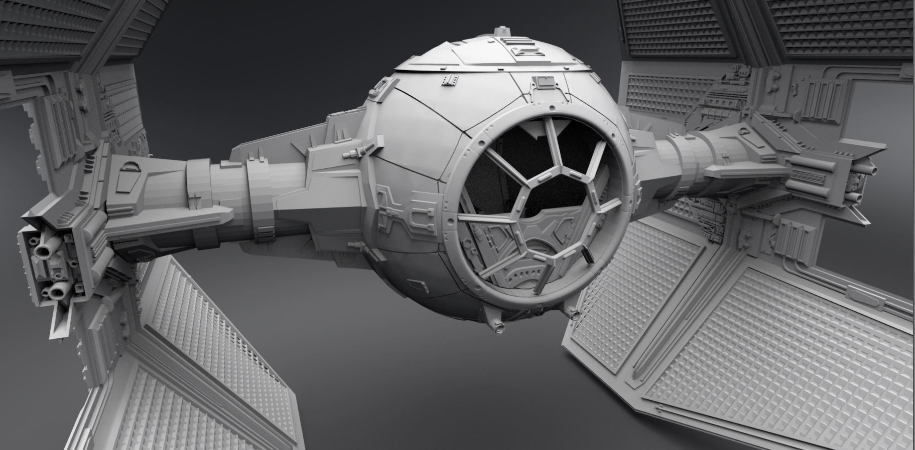 Tie Interceptor scale model 3D print model_4