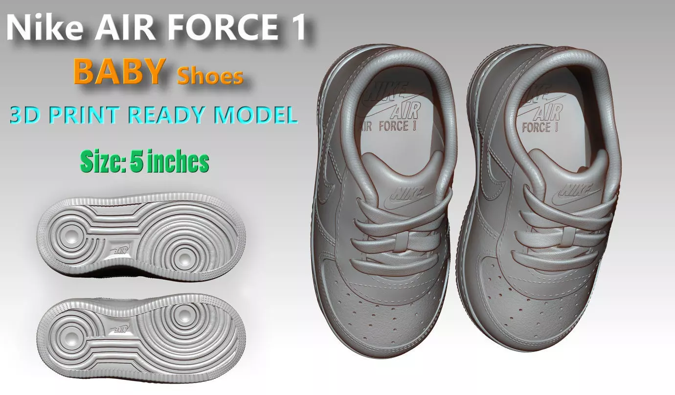 High detailed Nike Air Force 1 baby shoes for 3d print 3D print model_0