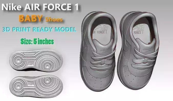 High detailed Nike Air Force 1 baby shoes for 3d print 3D print model