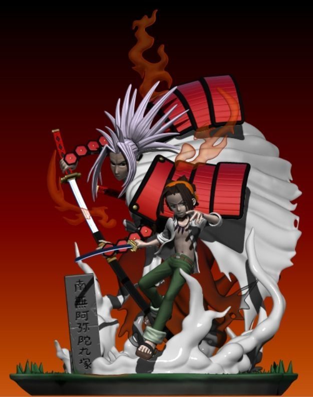 Shaman King Asakura Yoh and Amidamaru 3D print model_7