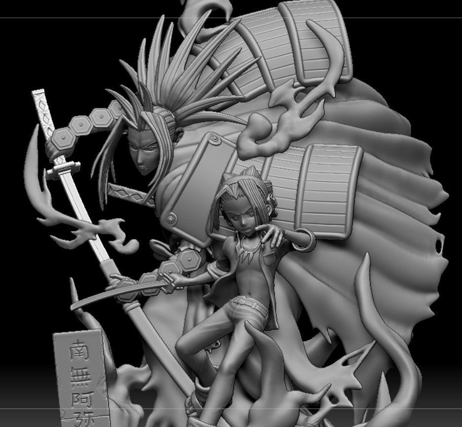 Shaman King Asakura Yoh and Amidamaru 3D print model_5