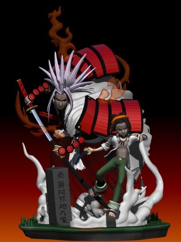 Shaman King Asakura Yoh and Amidamaru 3D print model_9