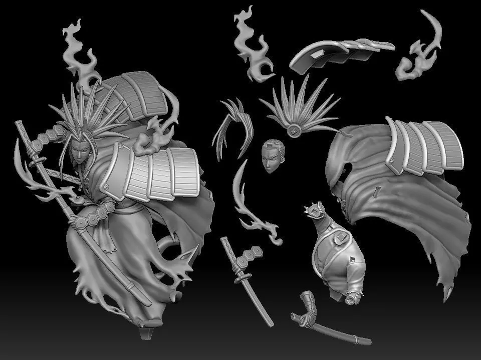 Shaman King Asakura Yoh and Amidamaru 3D print model_0