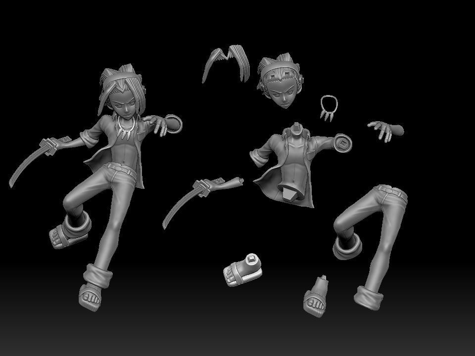 Shaman King Asakura Yoh and Amidamaru 3D print model_2