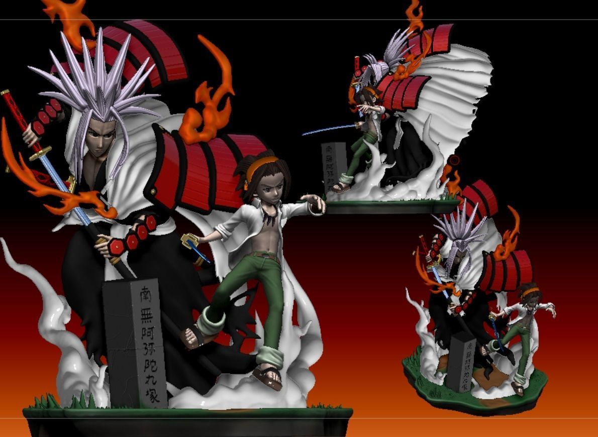 Shaman King Asakura Yoh and Amidamaru 3D print model_10