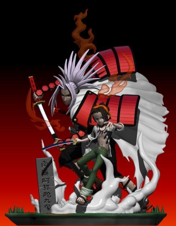 Shaman King Asakura Yoh and Amidamaru 3D print model_11