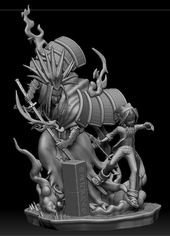 Shaman King Asakura Yoh and Amidamaru 3D print model_6