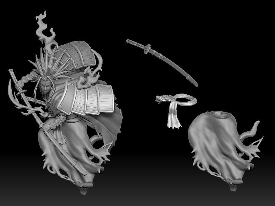 Shaman King Asakura Yoh and Amidamaru 3D print model_1