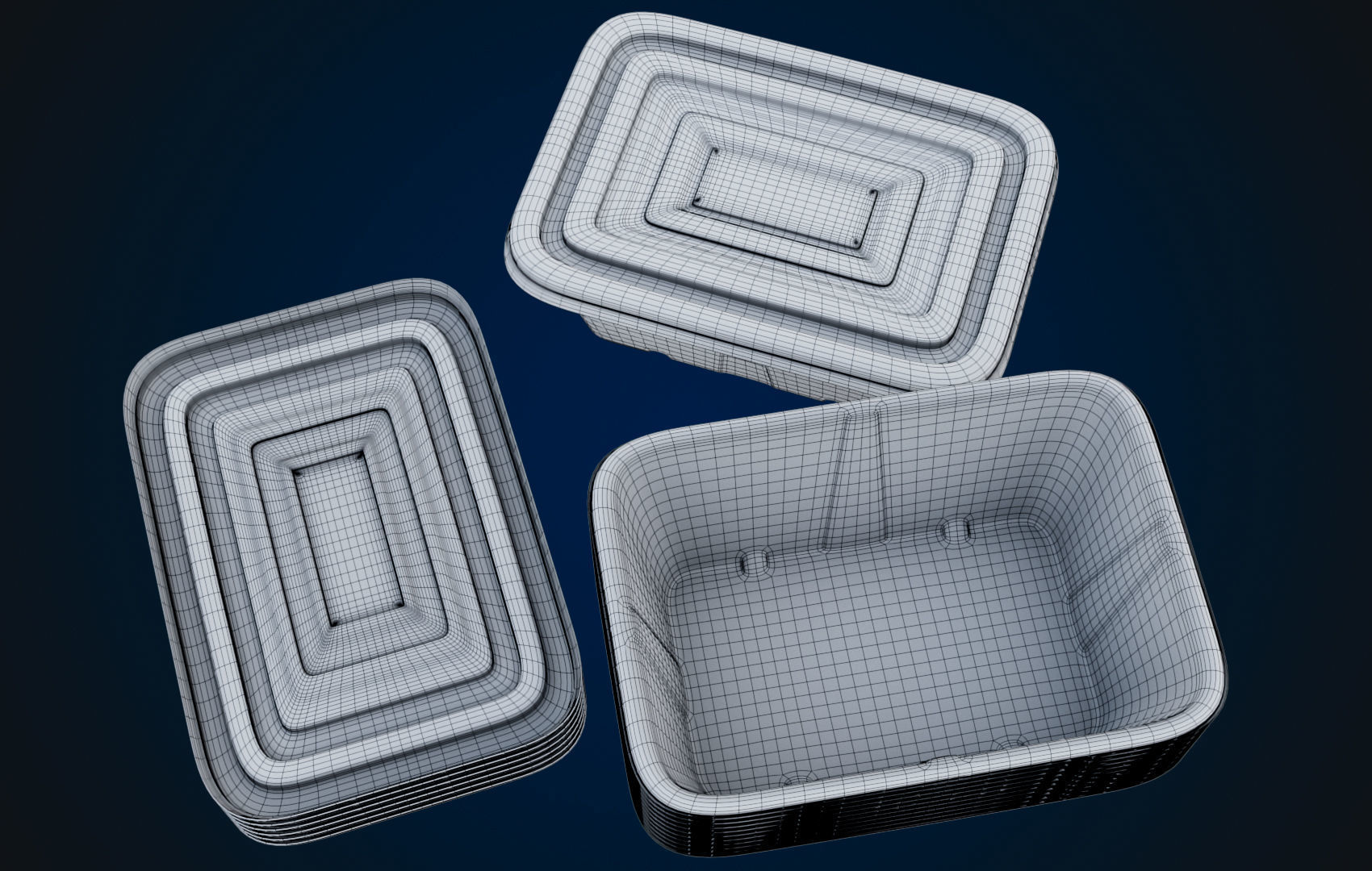 Box Food Cardboard Container - Disposable 3D model_19